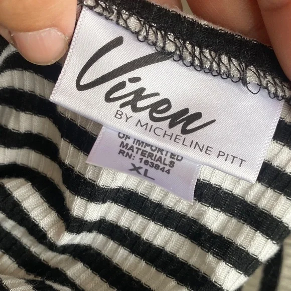 Vixen by Micheline Pitt Striped Knot-Front Tops in set of 3 Pink, Aqua & Black - Picture 2 of 7